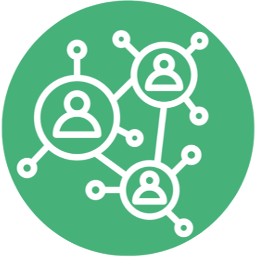 Miteinander vernetzte Personen als Symbol für Zusammenarbeit und Netzwerk